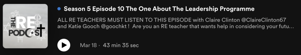 The RE Podcast Season 5 Episode 10 The one about the Leadership Programme