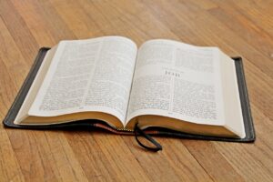 King James Bible open on the chapter of Job
